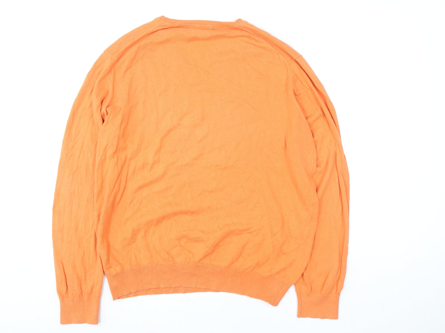 Maddison Women’s Orange V-Neck Pullover Sweater L 100% Cotton