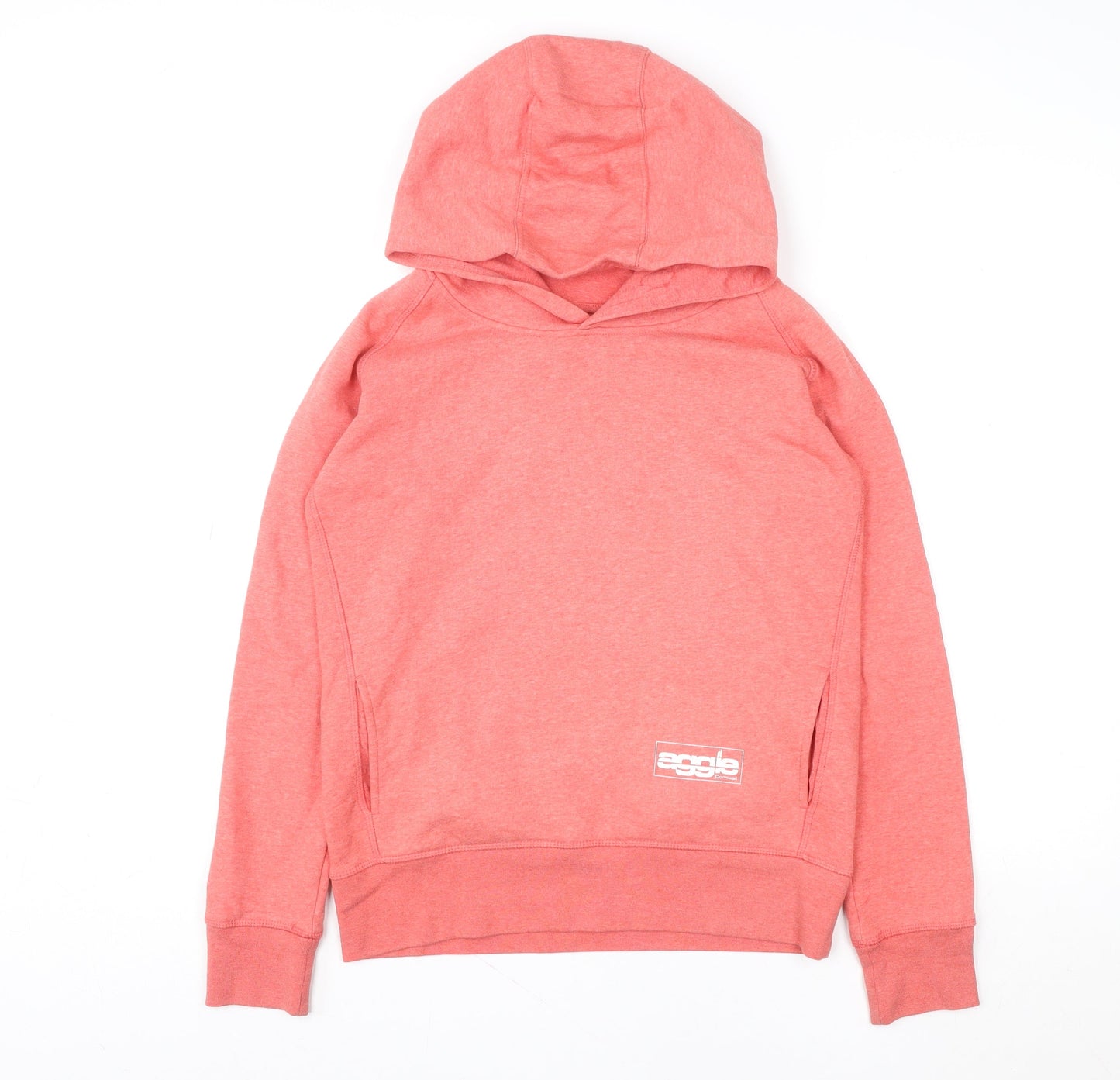 Eagle Women's Coral Pink Pullover Hoodie Size M Organic Cotton Blend