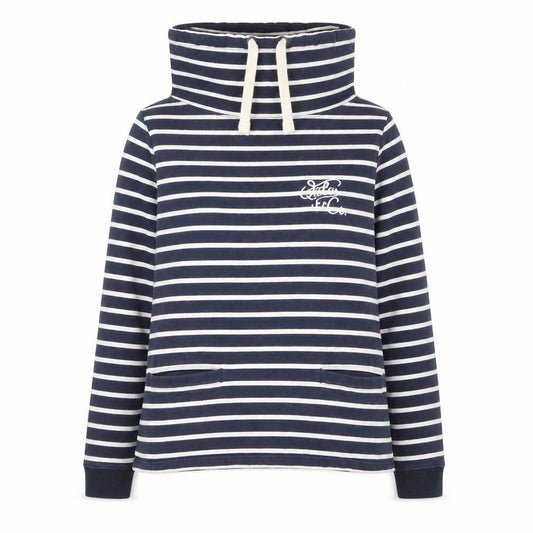Quba Sails Womens Navy Striped Pullover Hoodie Size 12 Cotton Blend