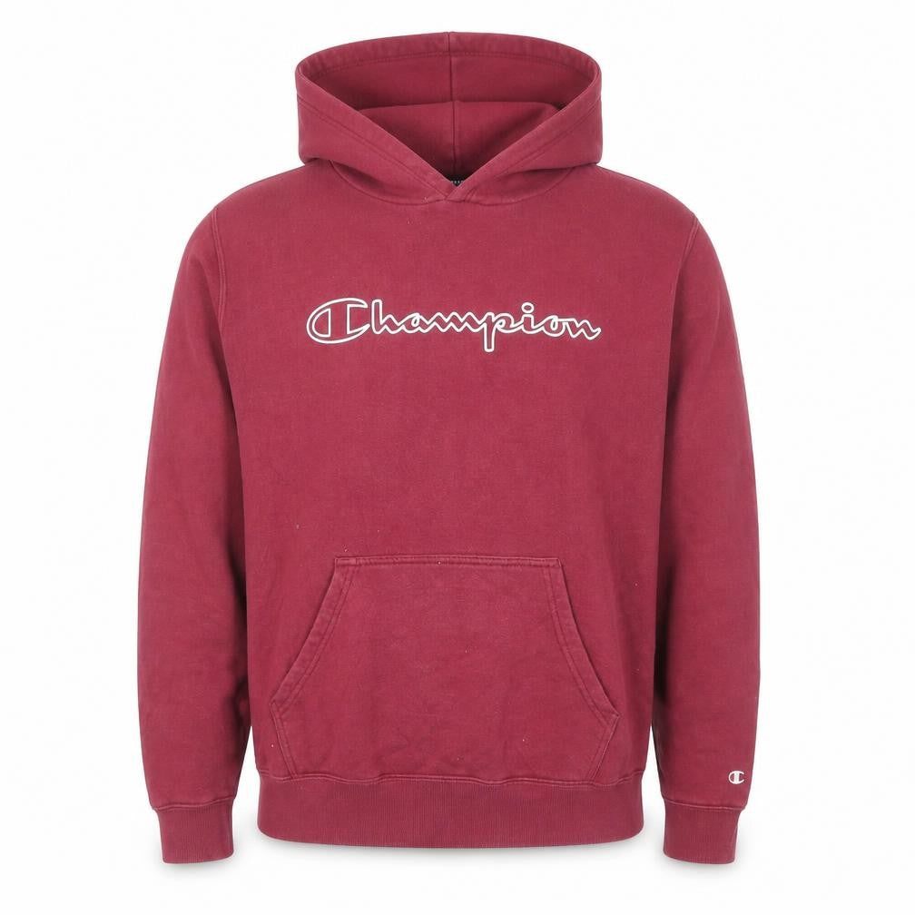 Champion Men's Red Pullover Hoodie Large Logo Fleece Sweatshirt