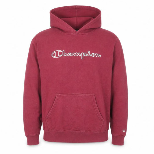 Champion Men's Red Pullover Hoodie Large Logo Fleece Sweatshirt
