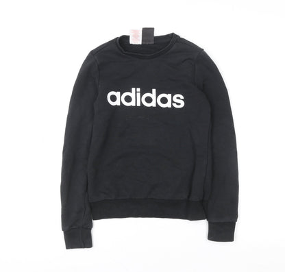 Additional front view of Adidas boys’ black logo pullover sweatshirt 11-12 years regular fit