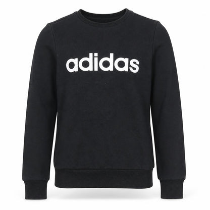 Front view of Adidas boys’ black logo pullover sweatshirt 11-12 years regular fit