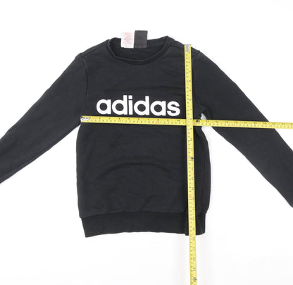 Back view of Adidas boys’ black logo pullover sweatshirt 11-12 years regular fit
