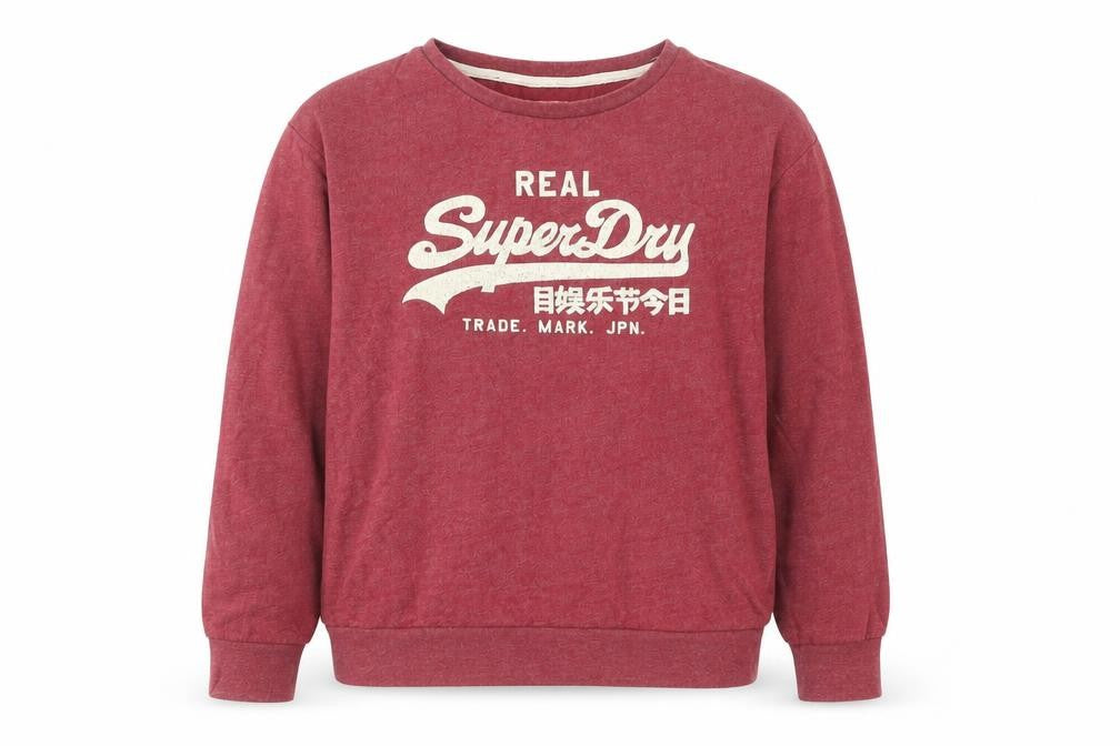 Superdry Womens Red Small Pullover Crew Neck Logo Sweatshirt