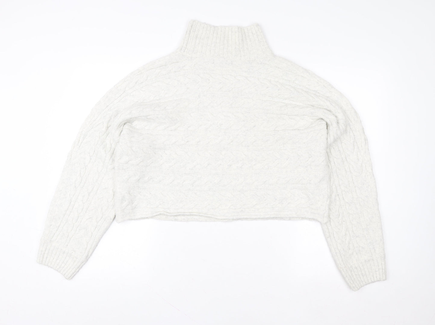 New Look Women’s Ivory Cable-Knit Roll Neck Jumper Size L
