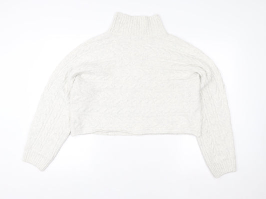 New Look Women’s Ivory Cable-Knit Roll Neck Jumper Size L