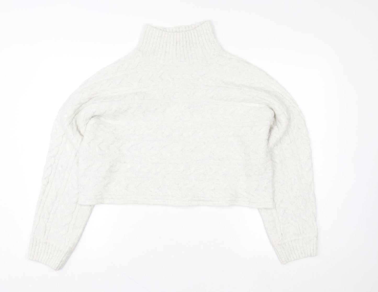 New Look Women’s Ivory Cable-Knit Roll Neck Jumper Size L