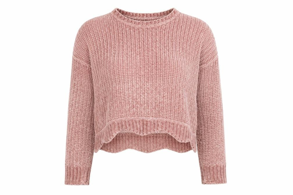 Zara Women Pink Chunky-Knit Crew Neck Pullover Jumper Size 8