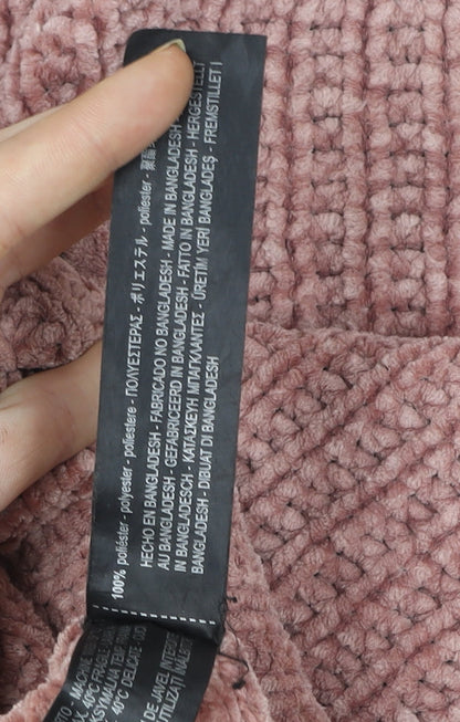 Zara Women Pink Chunky-Knit Crew Neck Pullover Jumper Size 8