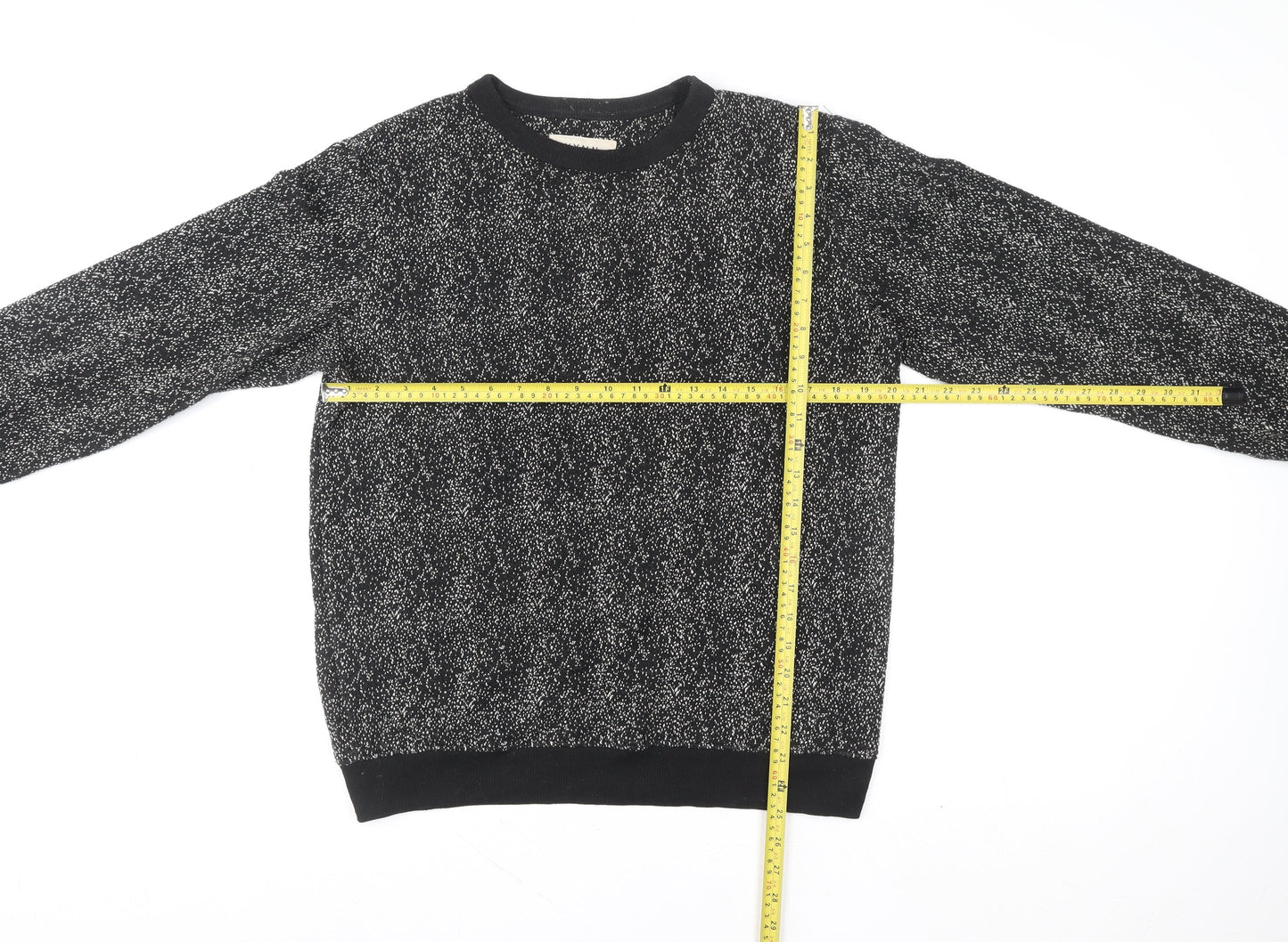 HYMN London Black & White Speckled Crew Neck Sweatshirt Size M