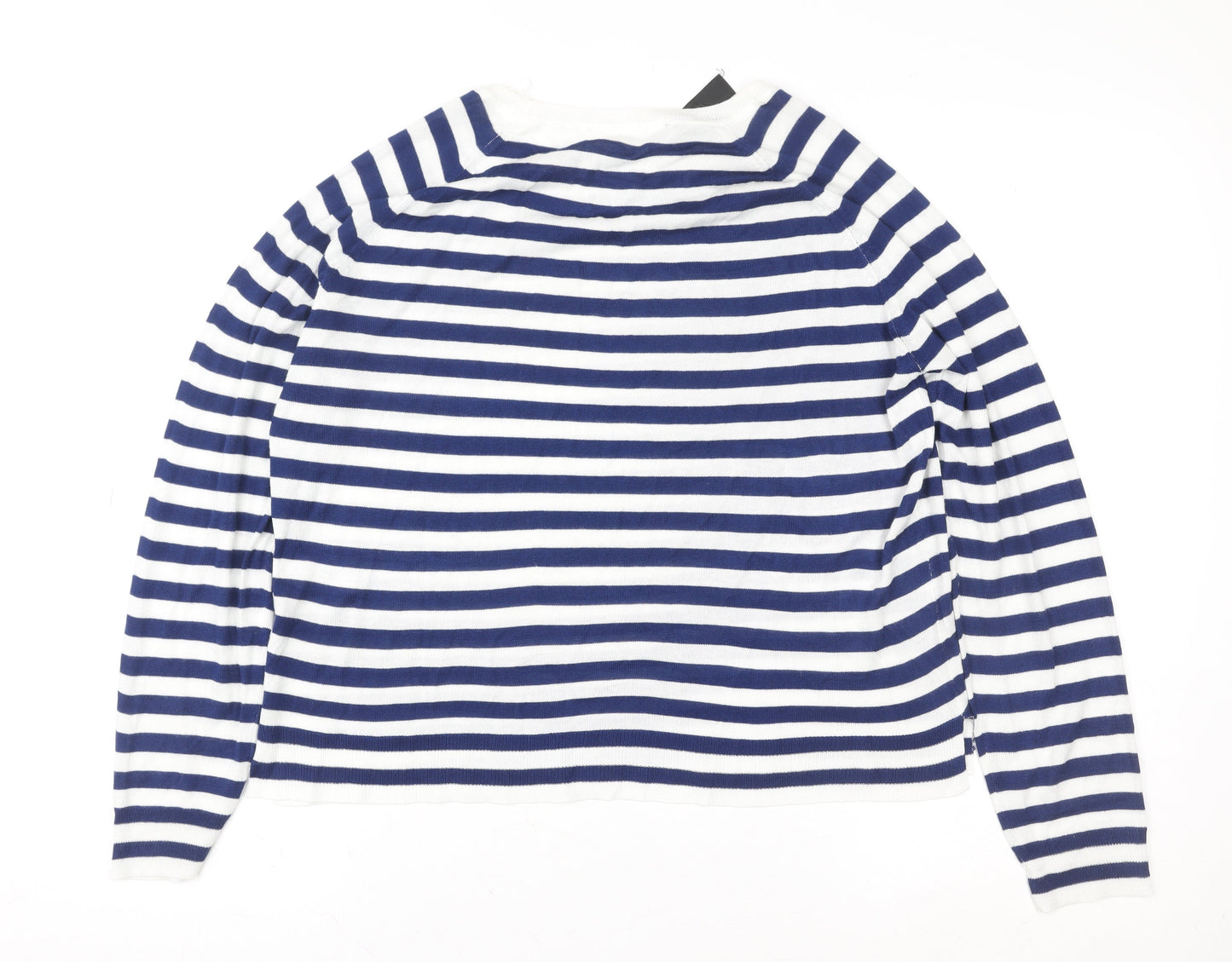 ZARA Women Blue White Striped Pullover Sweatshirt Size S Viscose Blend