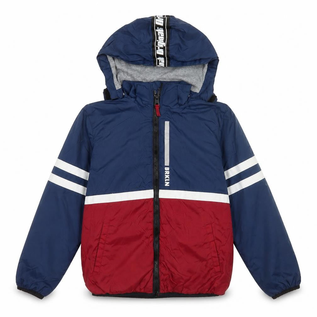 H&M Boys Blue Colourblock Hooded Puffer Jacket Size 6 Years