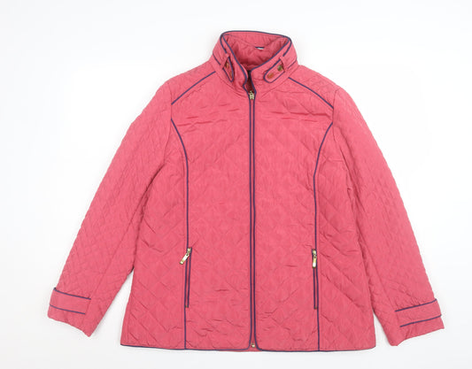JBC Collection Womens Pink Quilted Jacket Size 12 Full Zip Lightweight