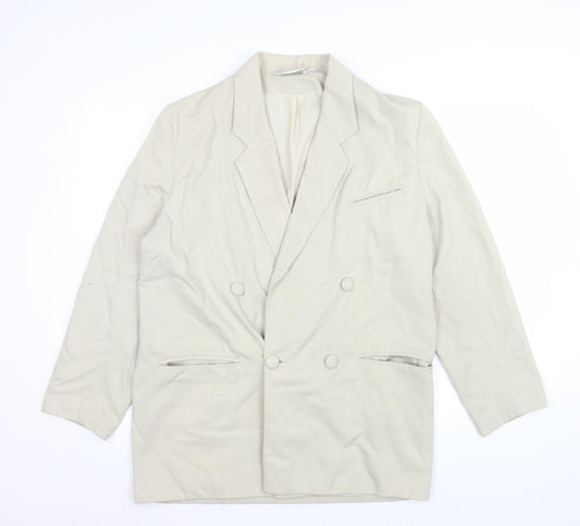 Sensations Women Beige Double-Breasted Blazer Size 14 Classic Fit