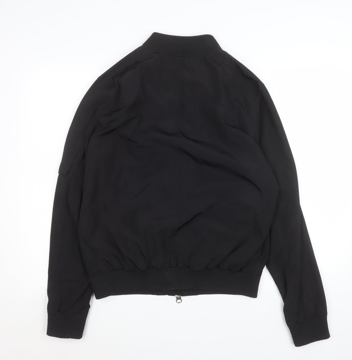 Topman Men's Black Bomber Jacket M Polyester Lined Classic Style