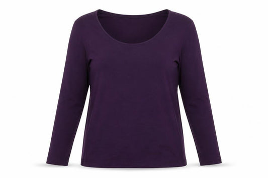 Front view of Masai Women’s Purple Long Sleeve Basic Jersey Top, size S
