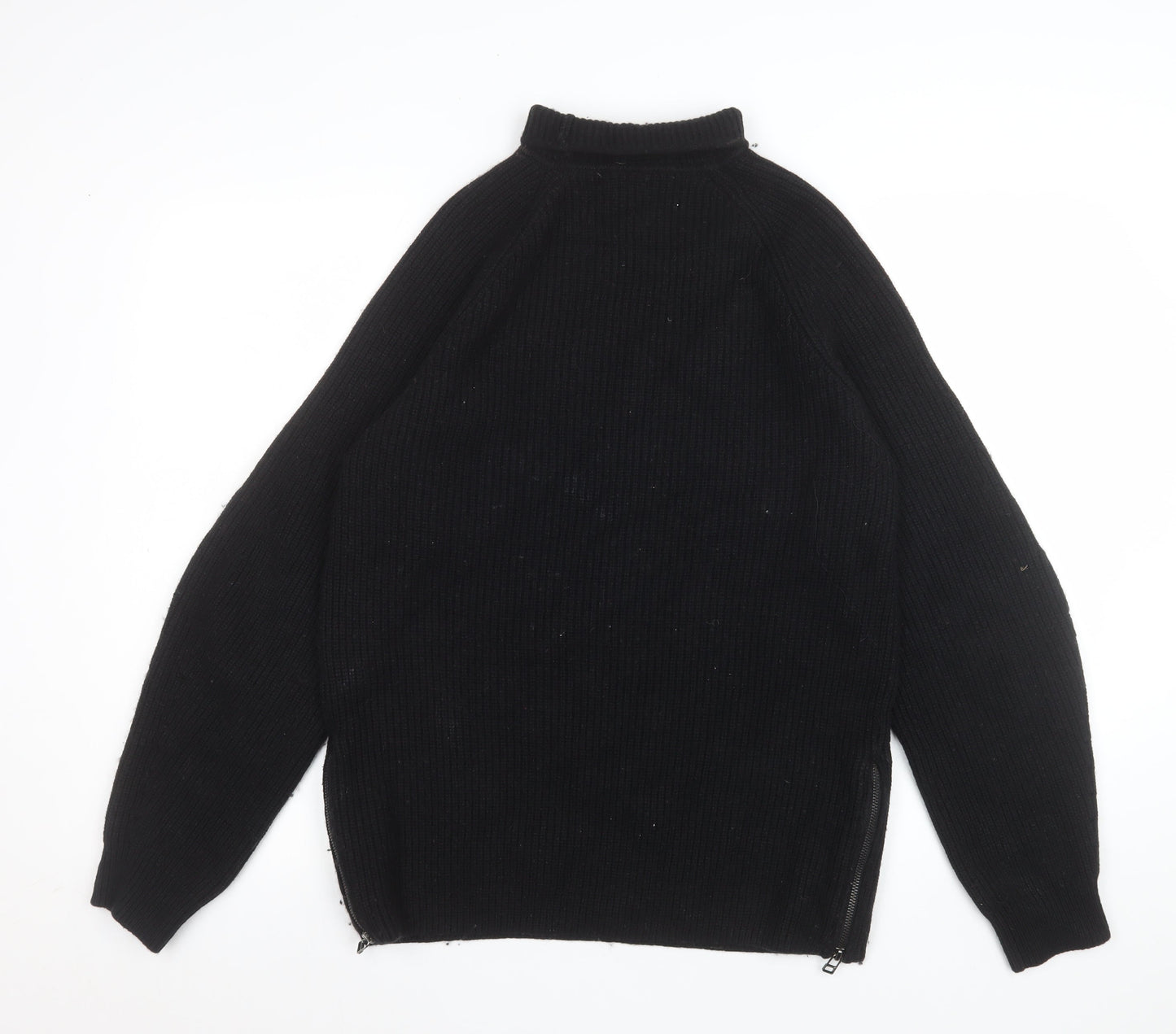 Sweaty Betty Womens Black Small Ribbed Zip Hem Mock Neck Pullover Sweatshirt