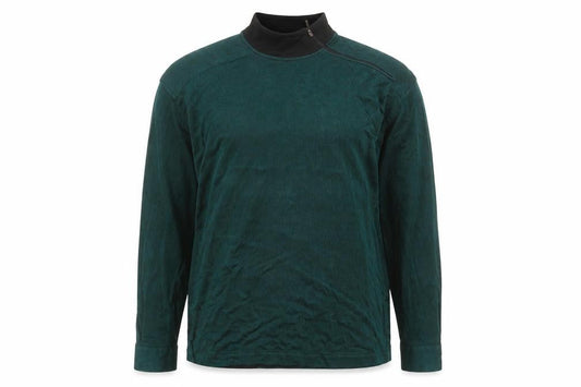 Nogaret Paris Men's Green Ribbed Long Sleeve High Neck Top Size M