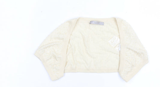 Wrap Women's Ivory Beaded Shrug UK 12 Silk Cashmere Knit