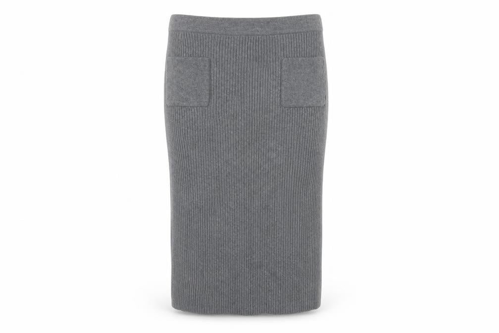 Zara Women Grey Knit Pencil Skirt Size 12 Stretch Workwear