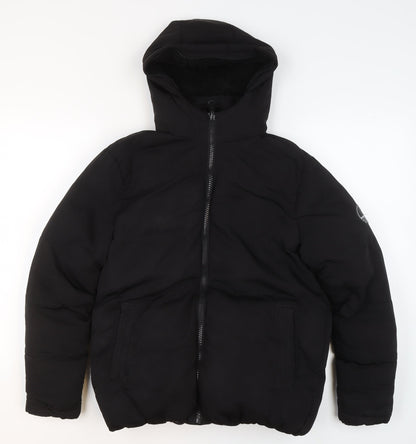 Additional front view of SoulCal boys’ black xs puffer jacket hooded winter coat