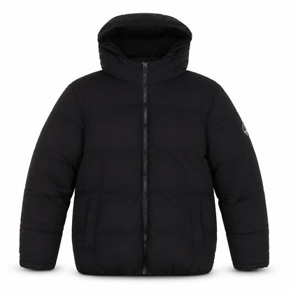 Front view of SoulCal boys’ black xs puffer jacket hooded winter coat