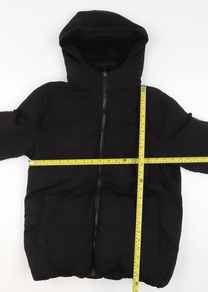 Back view of SoulCal boys’ black xs puffer jacket hooded winter coat
