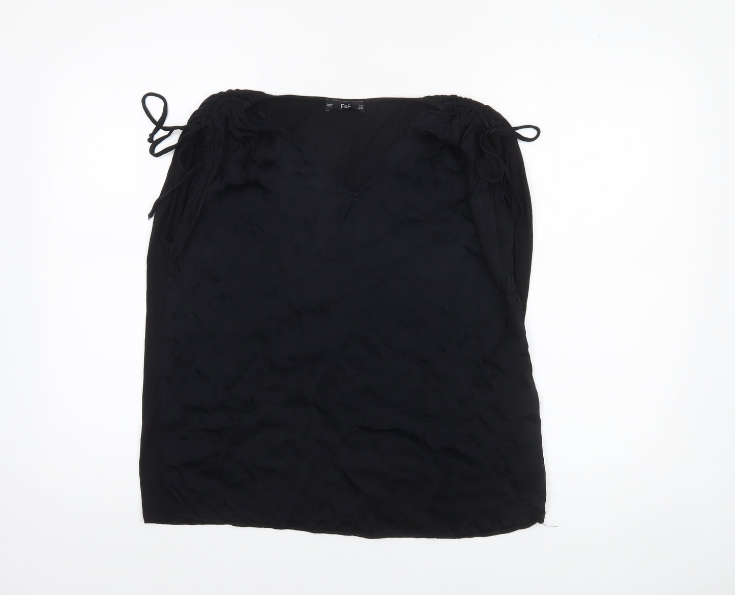 F&F Women Black Viscose Sleeveless Tunic Blouse Size 16