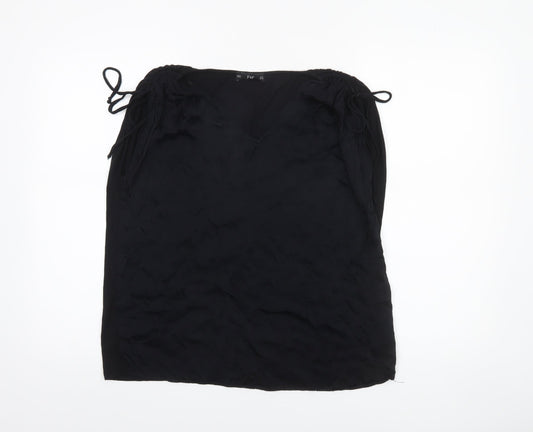 F&F Women Black Viscose Sleeveless Tunic Blouse Size 16