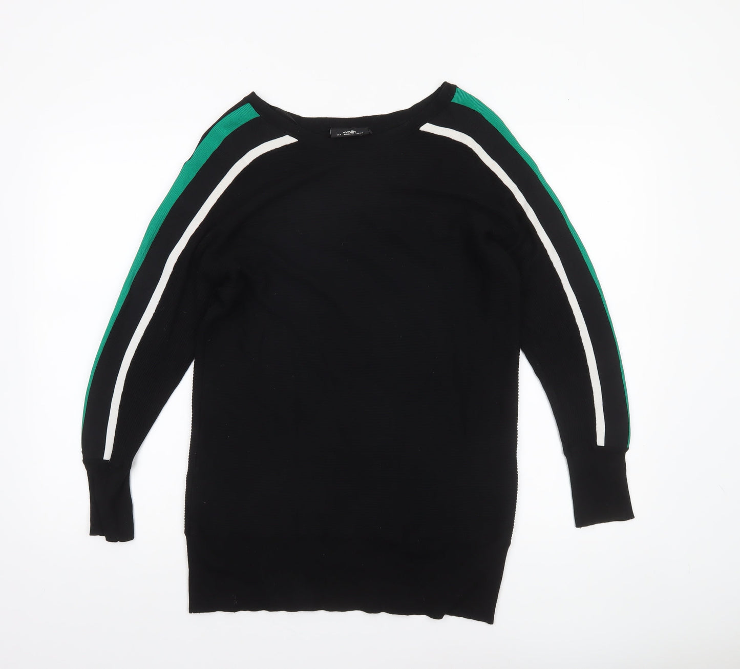 Wallis Women’s Black Small Boat Neck Long Sleeve Pullover Jumper