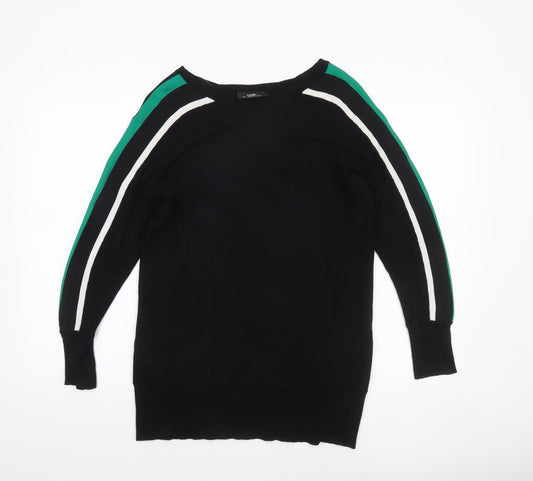 Wallis Women’s Black Small Boat Neck Long Sleeve Pullover Jumper