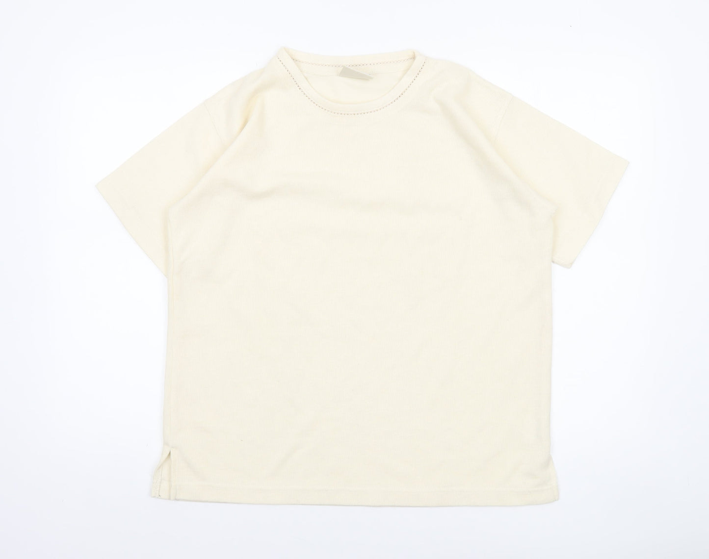 Classic Collection Women's Ivory Short Sleeve Basic T-Shirt S