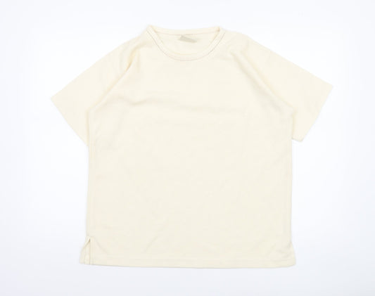 Classic Collection Women's Ivory Short Sleeve Basic T-Shirt S