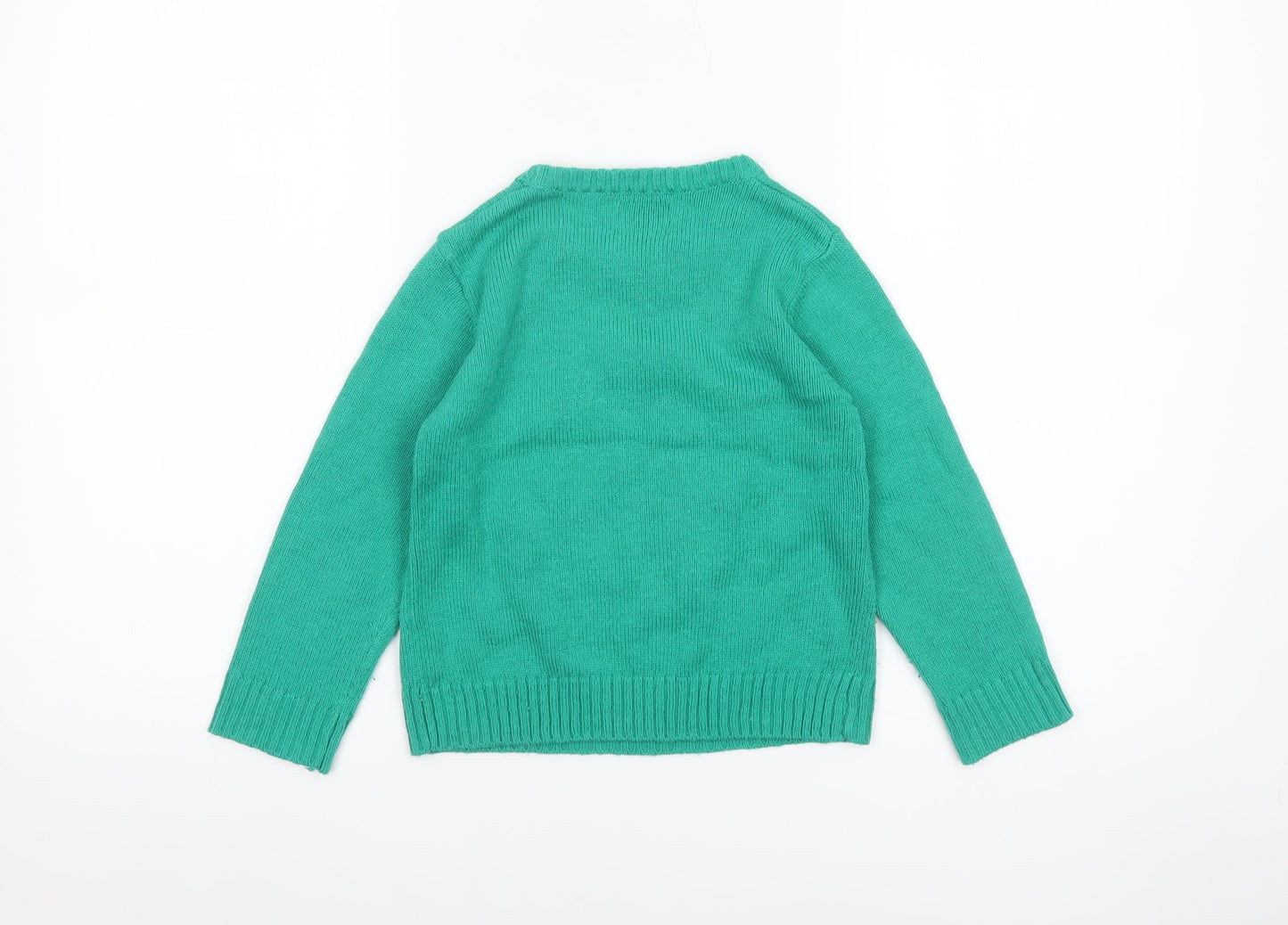 Alfie & Rose Boys Green Christmas Santa Jumper 6-7 Years Acrylic Knit