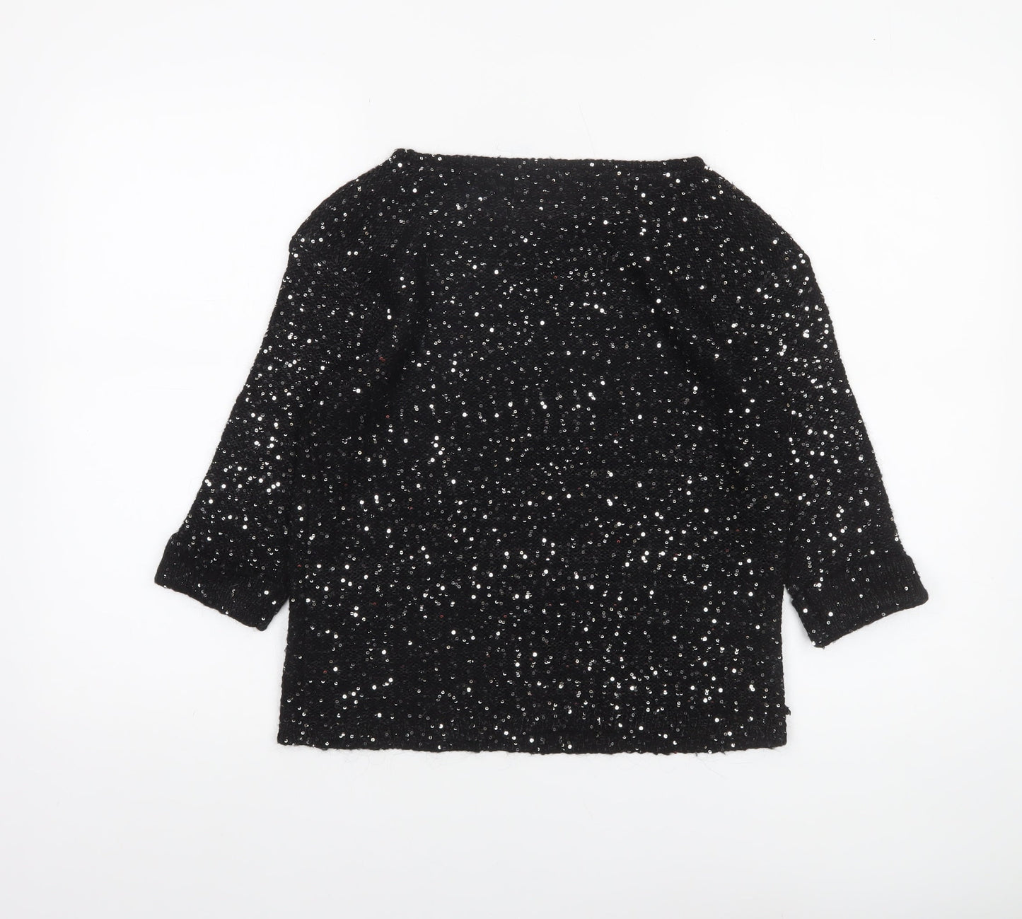 Lipsy Women’s Black Sequin Knit Pullover Jumper UK 12