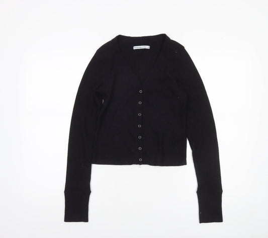 Abercrombie & Fitch Women's Black Cropped Button-Up Knit Top Size S