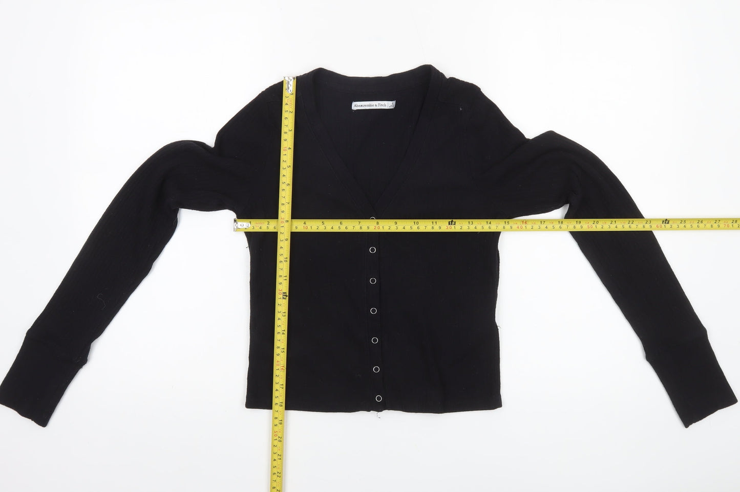 Abercrombie & Fitch Women's Black Cropped Button-Up Knit Top Size S