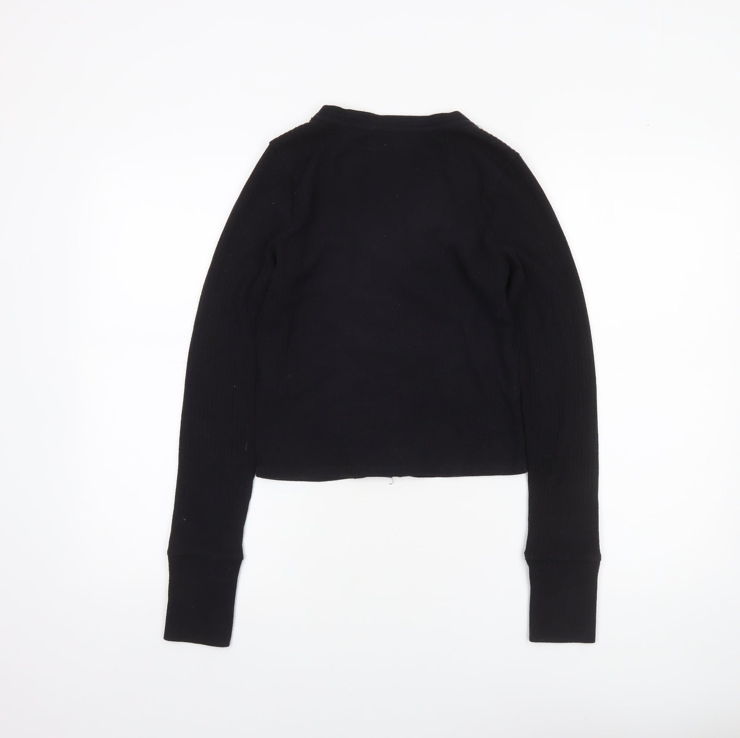 Abercrombie & Fitch Women's Black Cropped Button-Up Knit Top Size S
