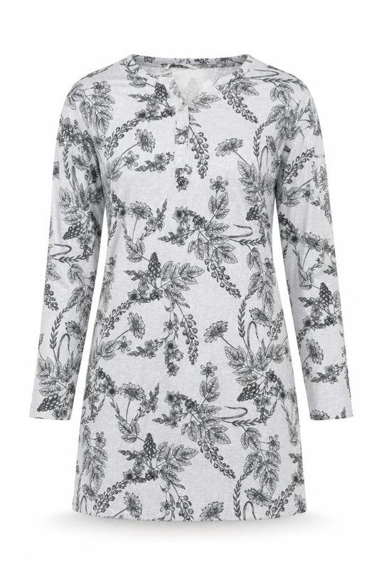 Tu Women’s Grey Floral Henley Jumper Size 10 Lightweight Stretch