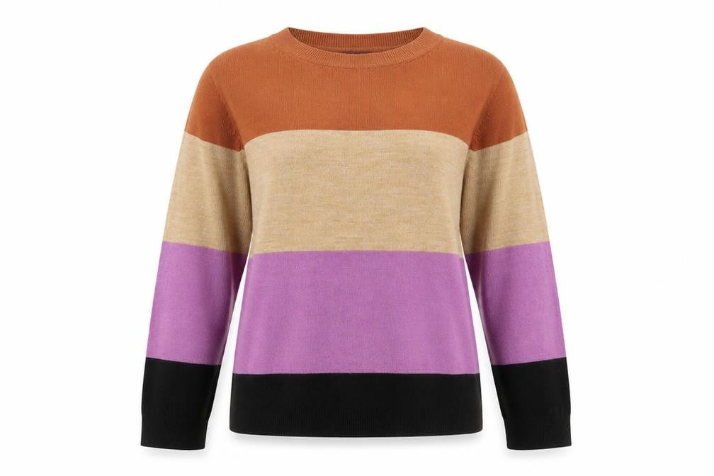 Marks & Spencer Women's Multicoloured Stripe Crew Neck Jumper Size 8
