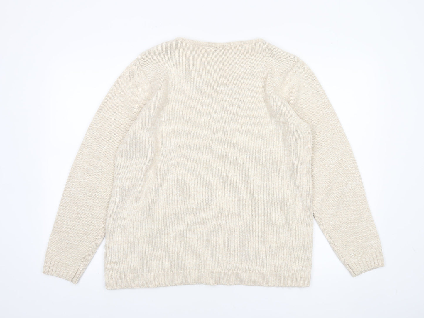 Damart Women’s Beige Cable-Knit Pullover Jumper Size M