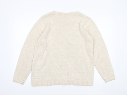 Damart Women’s Beige Cable-Knit Pullover Jumper Size M