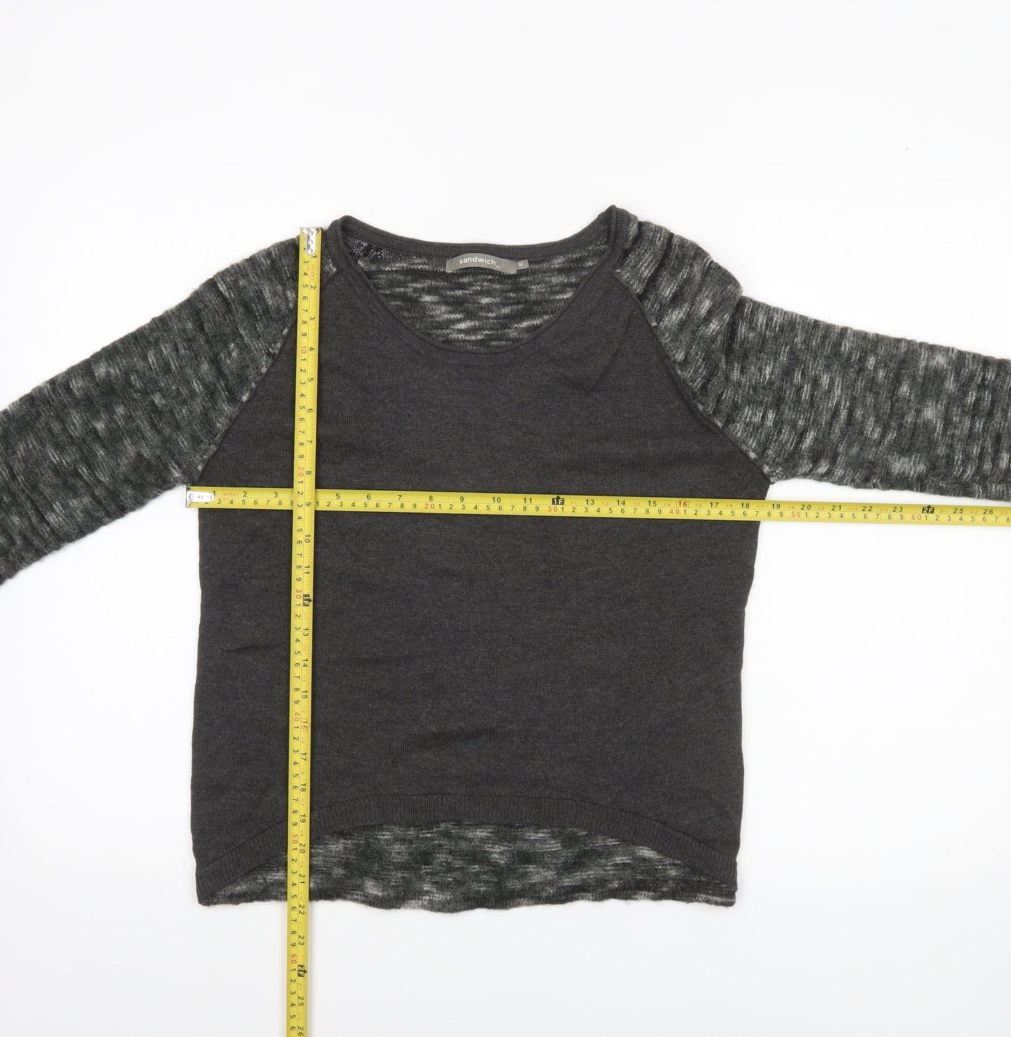 Sandwich Women Grey Wool Blend Raglan Sleeve Pullover Jumper M