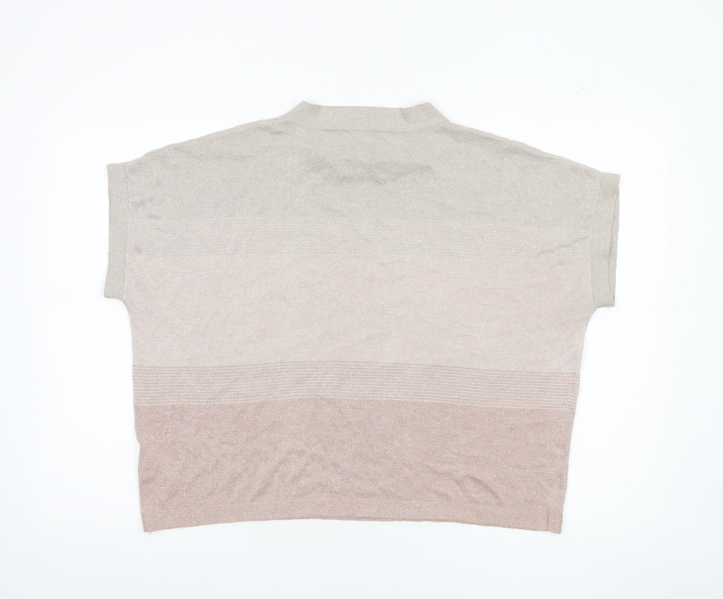 Nümph Womens Beige Mock Neck Knit Short Sleeve Pullover Jumper M