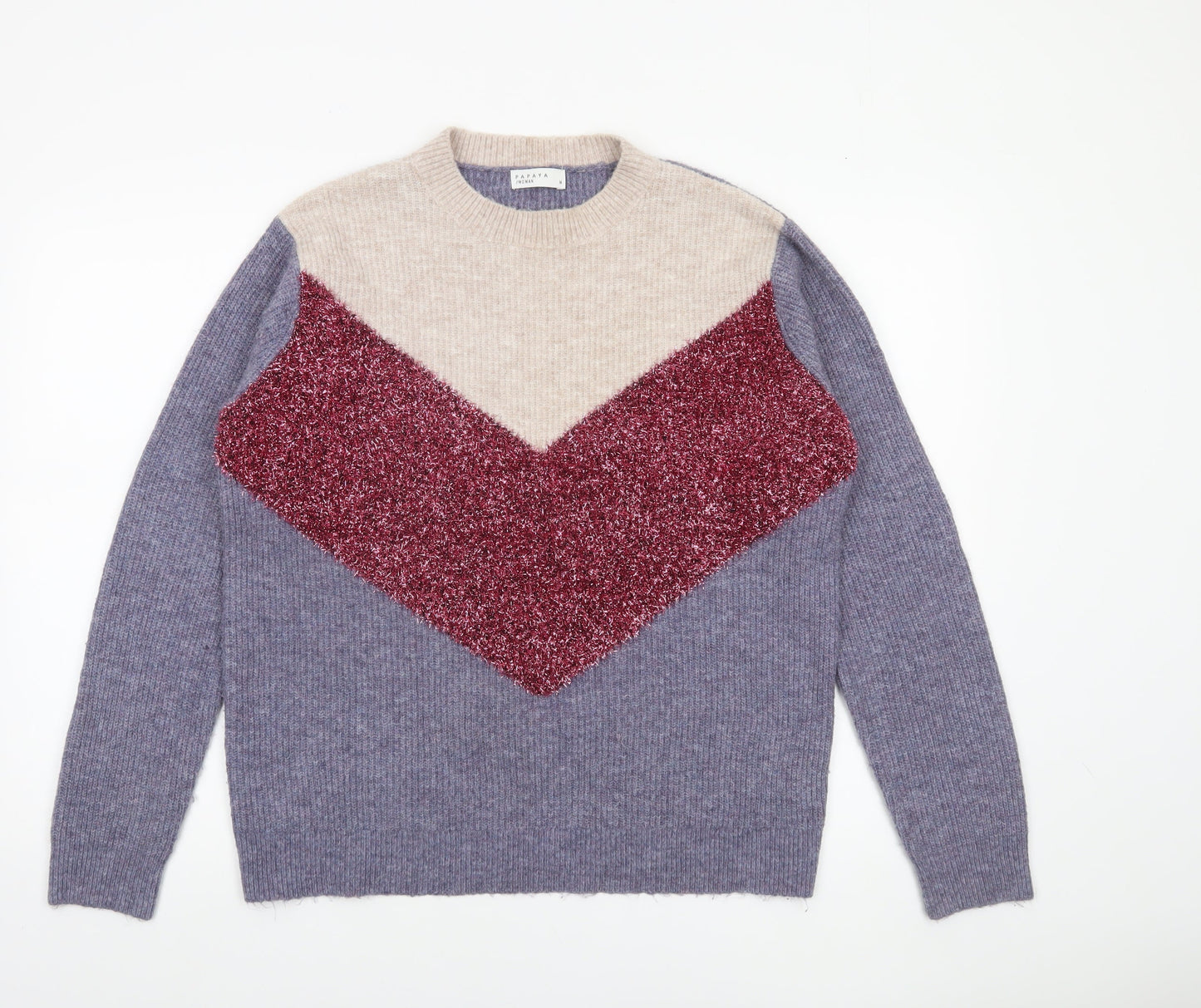 Papaya Womens Multicoloured Medium Crew Neck Pullover Jumper