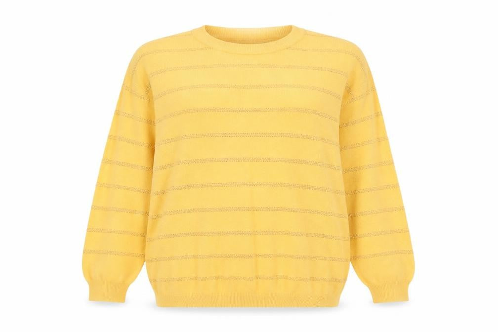 Warehouse Women’s Yellow Striped Knit Jumper Size 16 Pullover