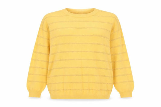 Warehouse Women’s Yellow Striped Knit Jumper Size 16 Pullover