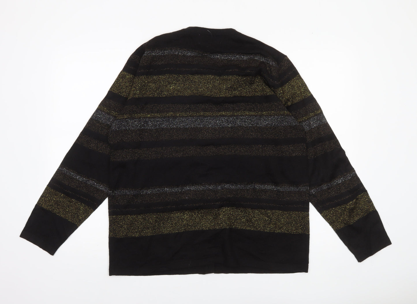 Milano Design Group Women's Black L Striped Glitter Cardigan