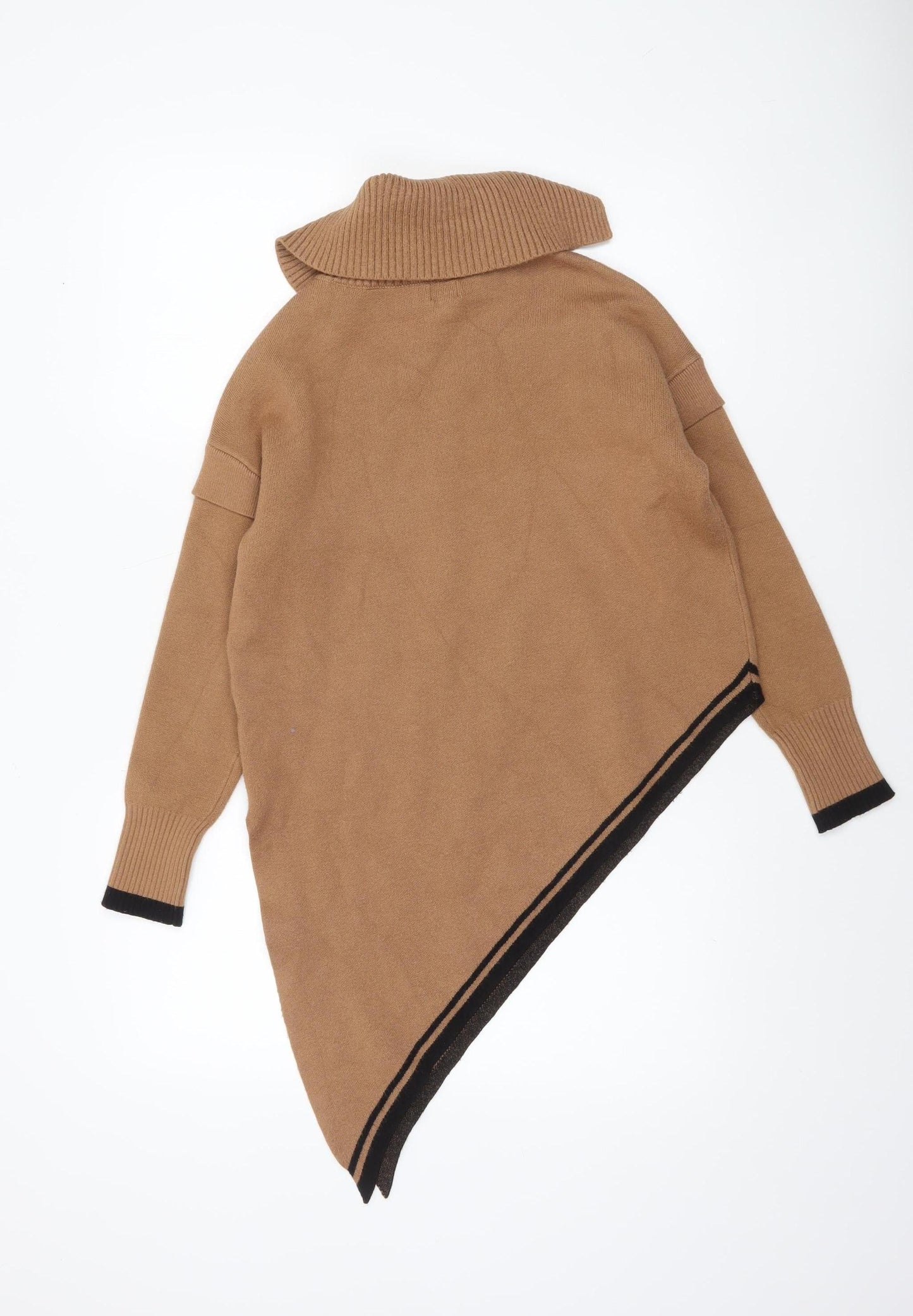 River Island Women Beige Asymmetrical Cape Jumper Small Viscose Blend